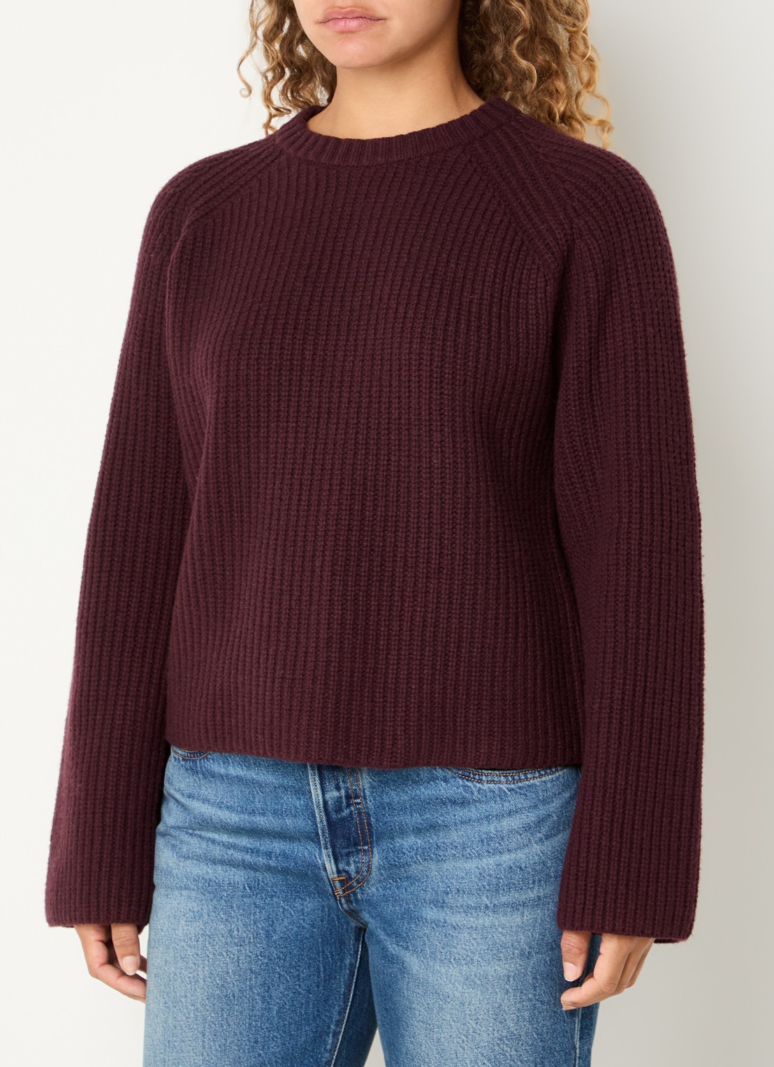 Barbour Renata grofgebreide trui - detail donkerrood
