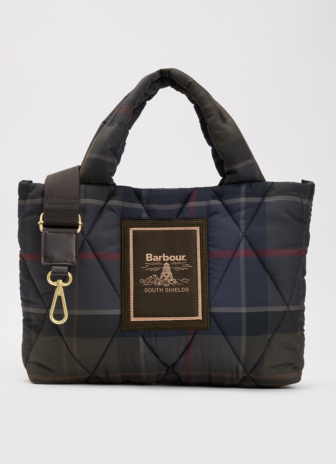 Barbour Tartan Arlene handtas met ruitdessin  - voorkant 4 donkergroen