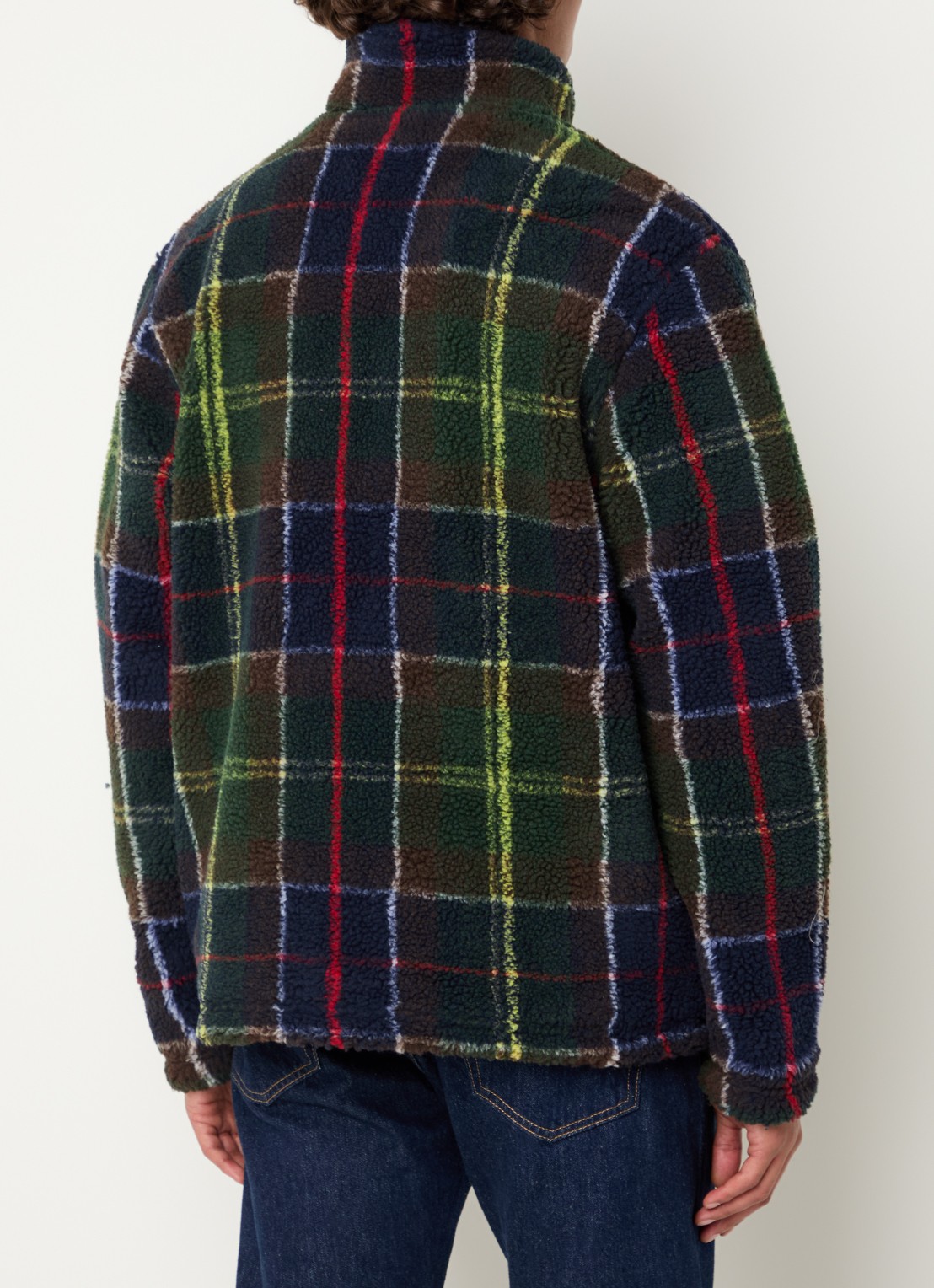 Barbour Tartan vest van teddy met steekzakken - achterkant 2 donkergroen