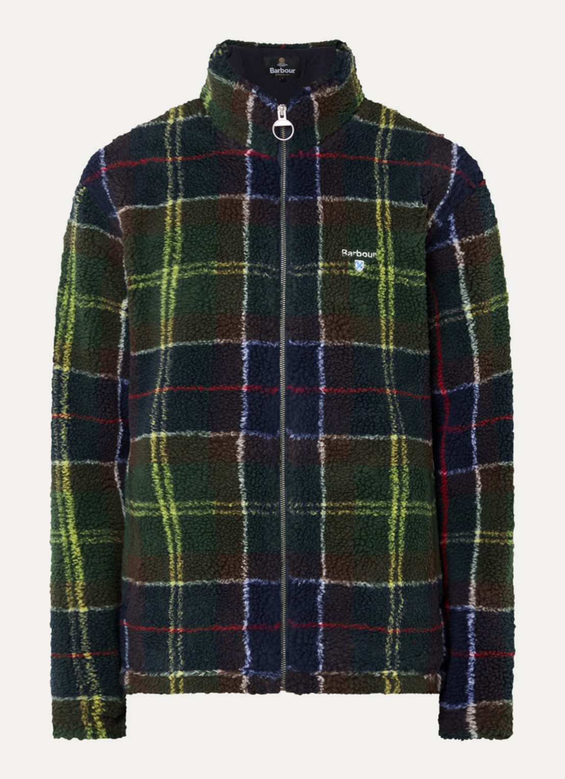 Barbour Tartan vest van teddy met steekzakken - voorkant 3 donkergroen