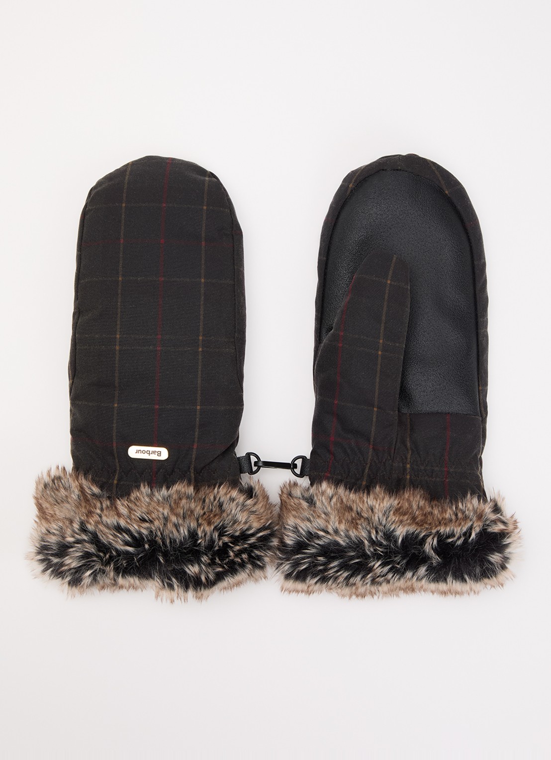 Barbour Tartan wax wanten met ruitdessin  - voorkant donkergroen