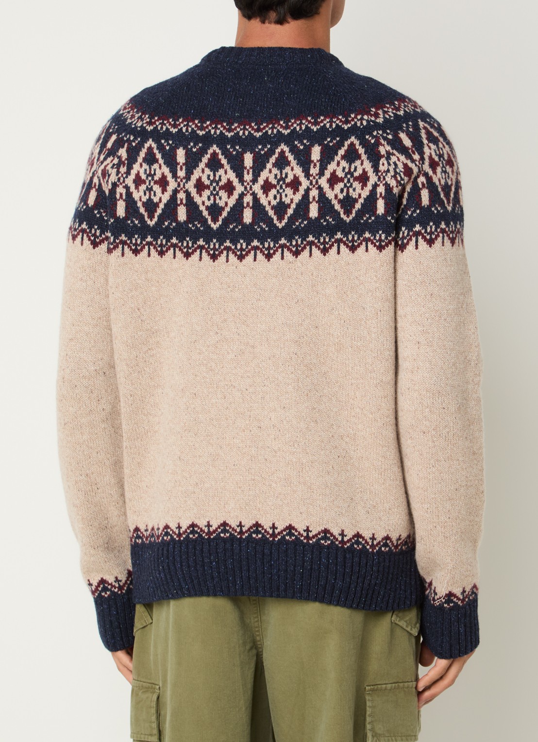 Barbour Tisburry grofgebreide trui in zijdeblend met ingebreid patroon - achterkant 2 donkerblauw