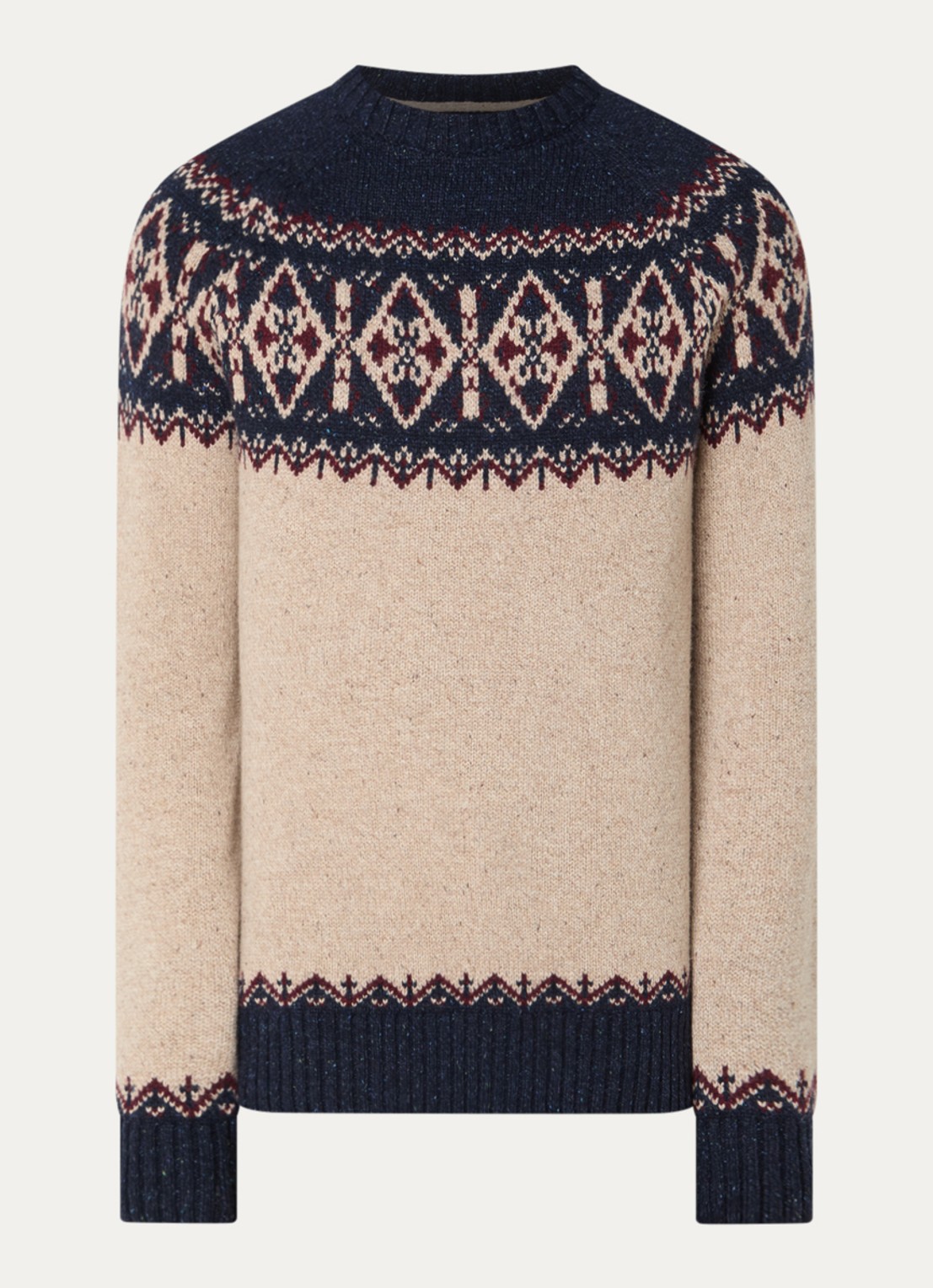 Barbour Tisburry grofgebreide trui in zijdeblend met ingebreid patroon - voorkant 3 donkerblauw