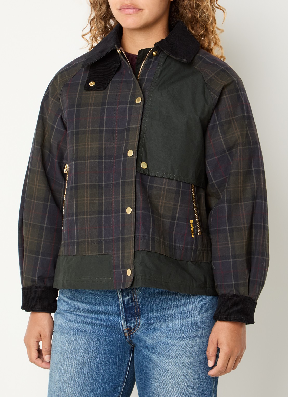 Barbour Truro jack met ruitdessin - detail 3 donkerblauw