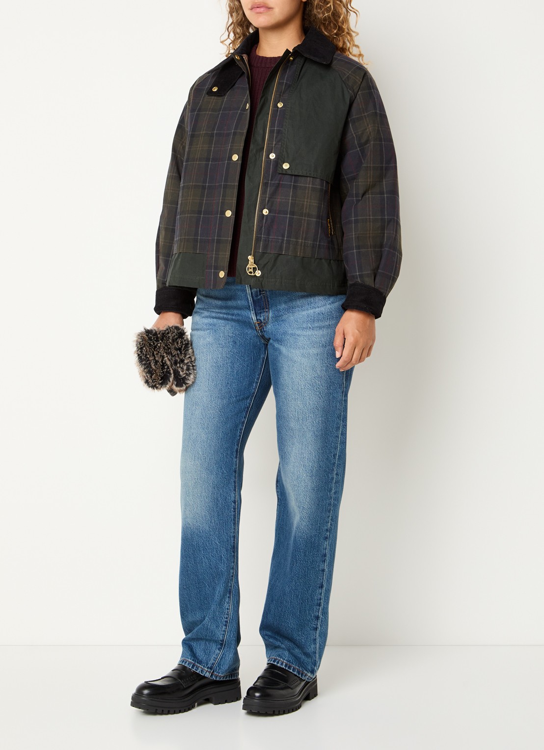 Barbour Truro jack met ruitdessin - voorkant 2 donkerblauw
