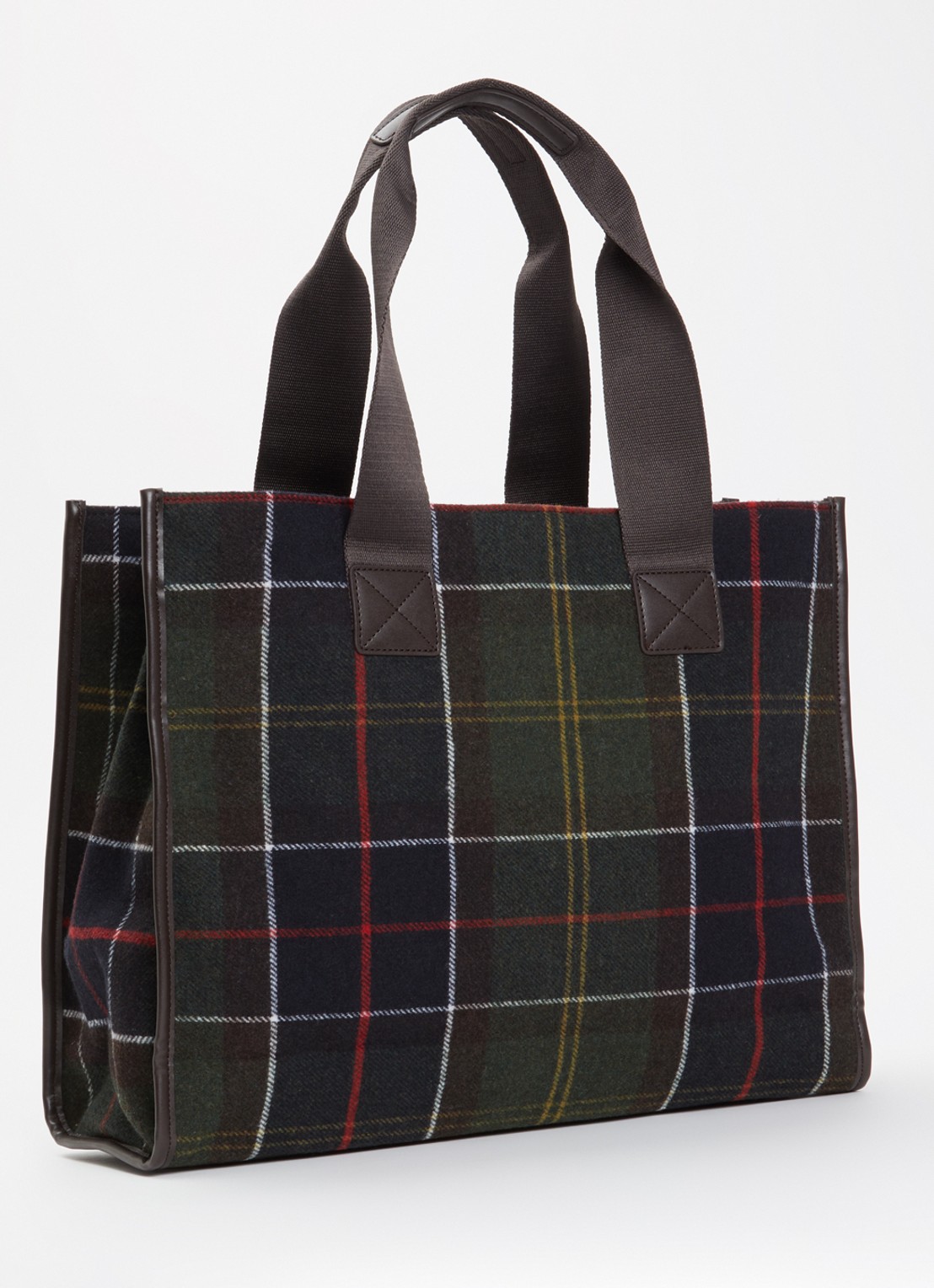 Barbour Turnberry shopper in wolblend met ruitdessin - achterkant 5 donkergroen