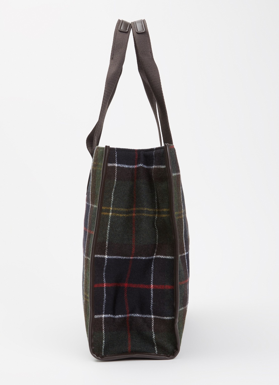 Barbour Turnberry shopper in wolblend met ruitdessin - detail 3 donkergroen