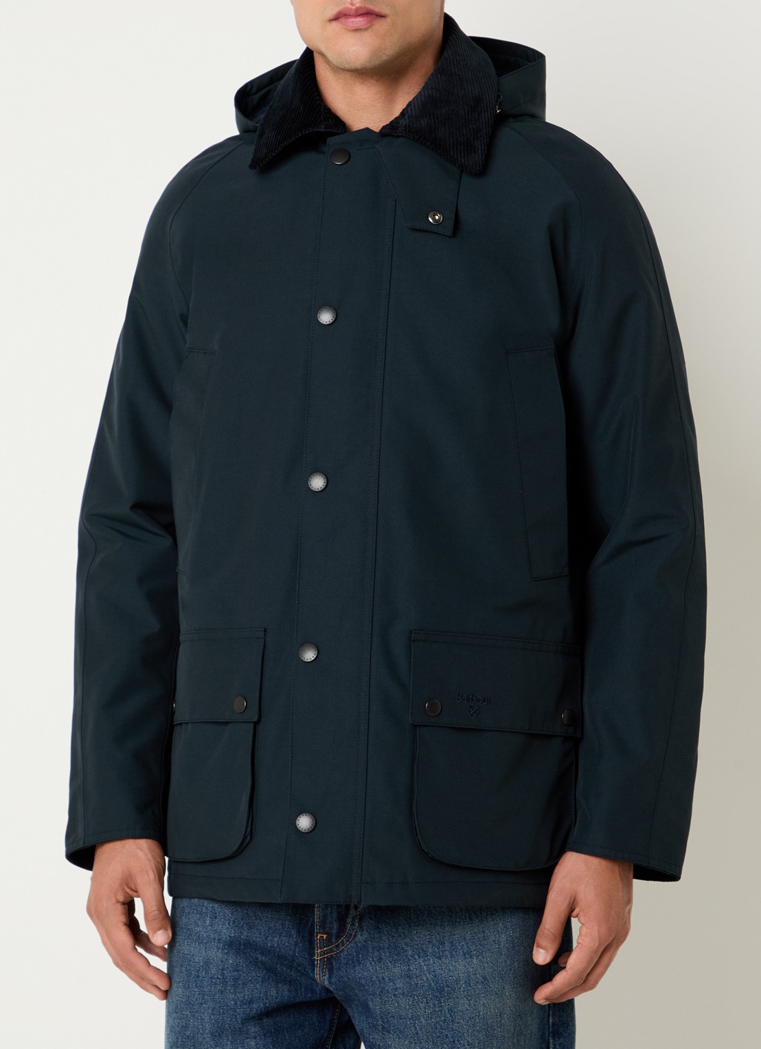 Barbour Witner parka met opgestikte zakken - detail donkerblauw
