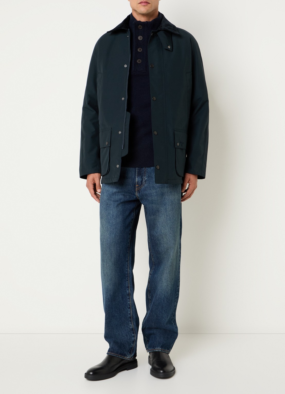 Barbour Witner parka met opgestikte zakken - voorkant 4 donkerblauw