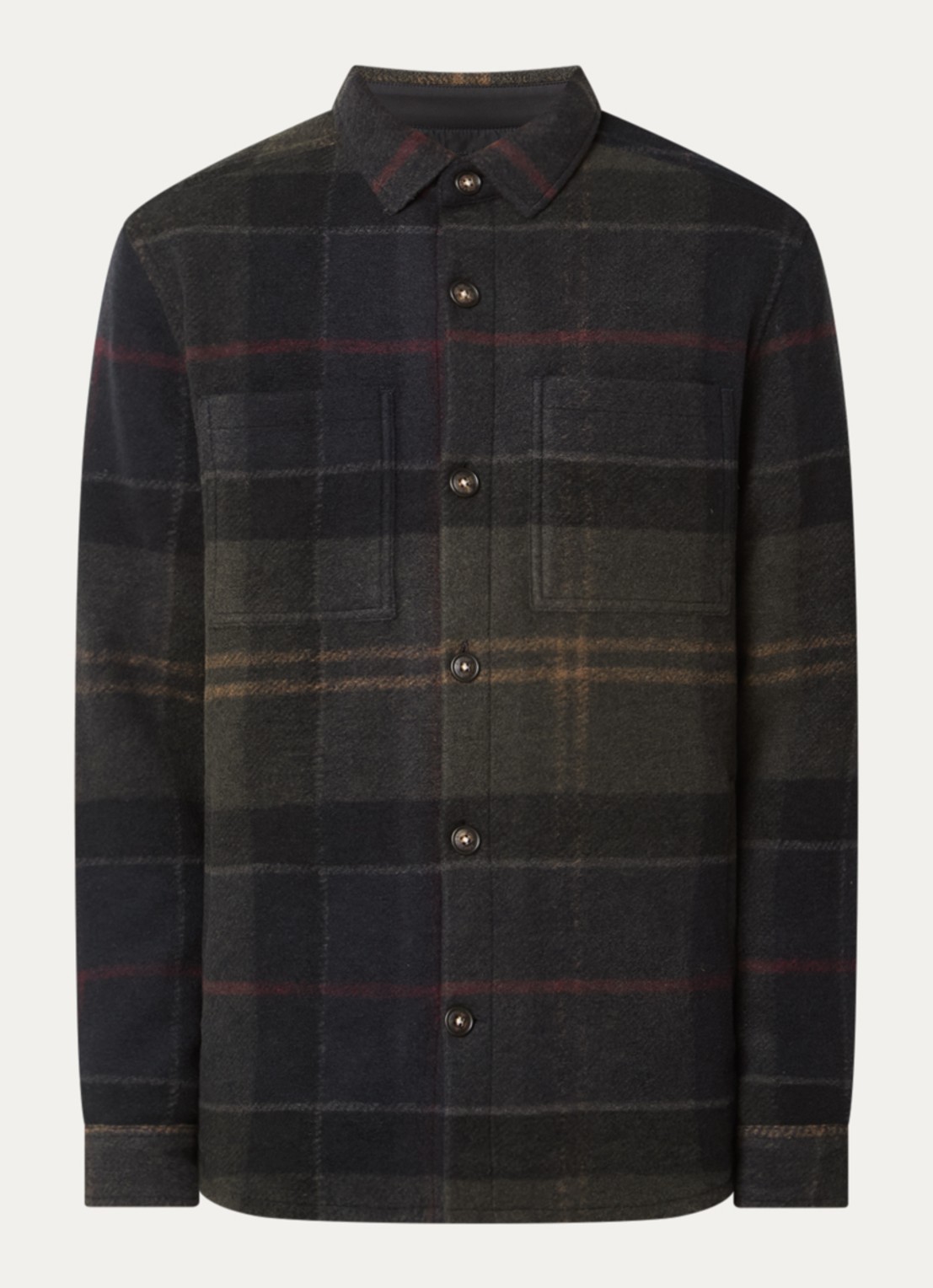 Barbour Woodlane overshirt met ruitdessin en borstzakken - voorkant zwart
