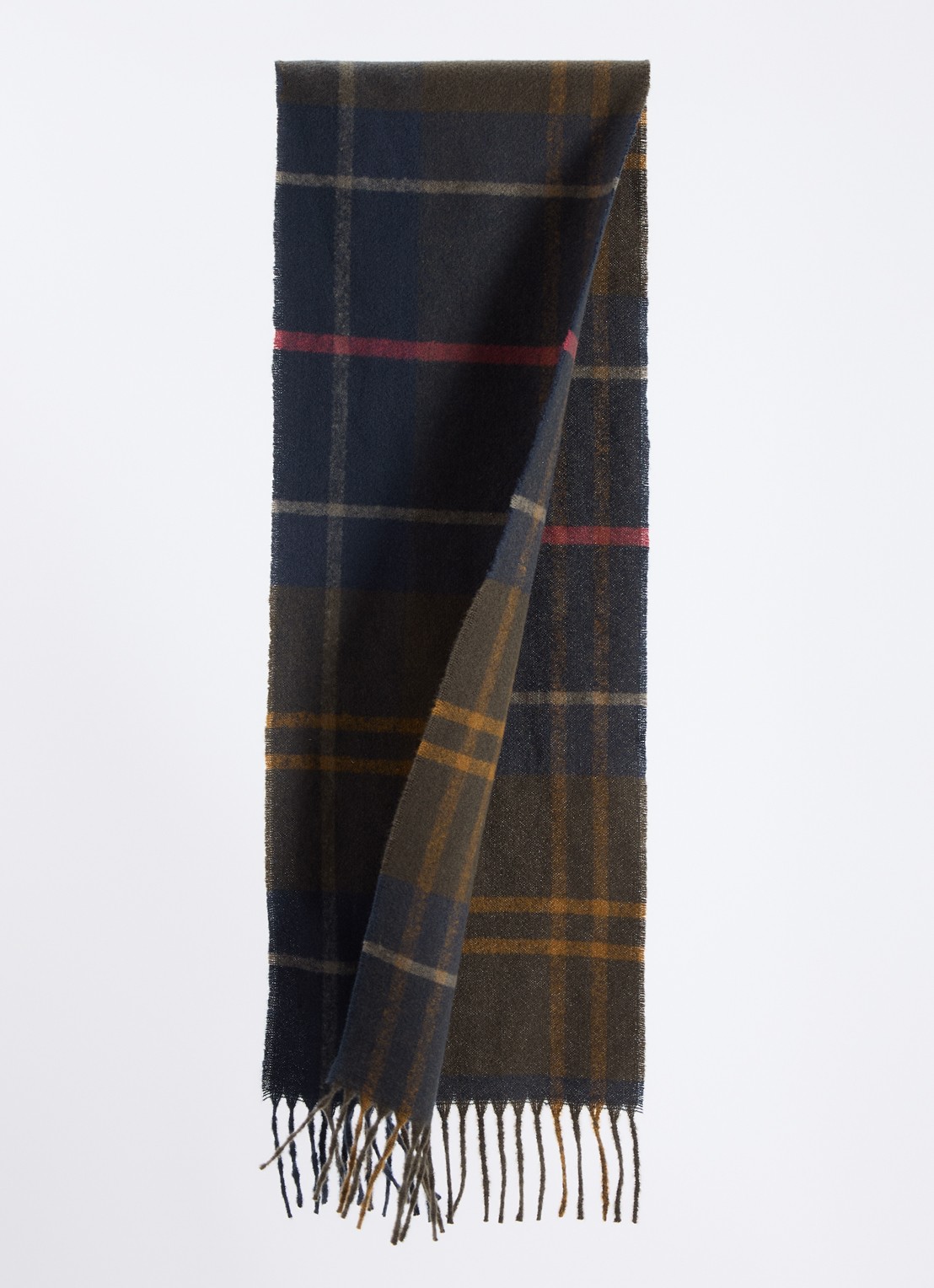 Barbour Yorklane tartan sjaal met ruitdessin 31 x 186 cm  - detail 2 donkergroen