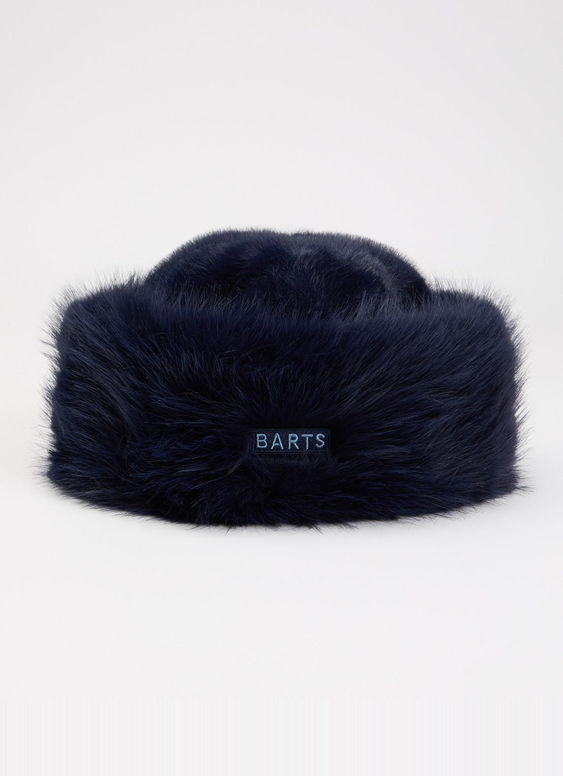 Barts Angeliqa muts van imitatiebont met logo  - voorkant 2 donkerblauw