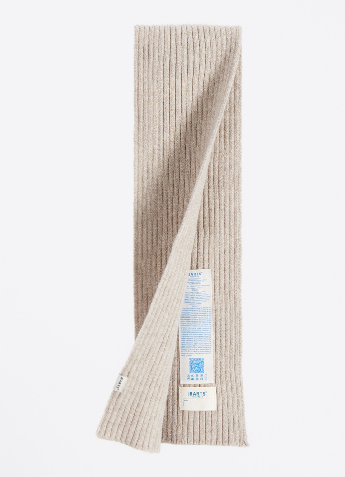 Barts Basalth ribgebreide sjaal 85 x 12 cm - detail beige