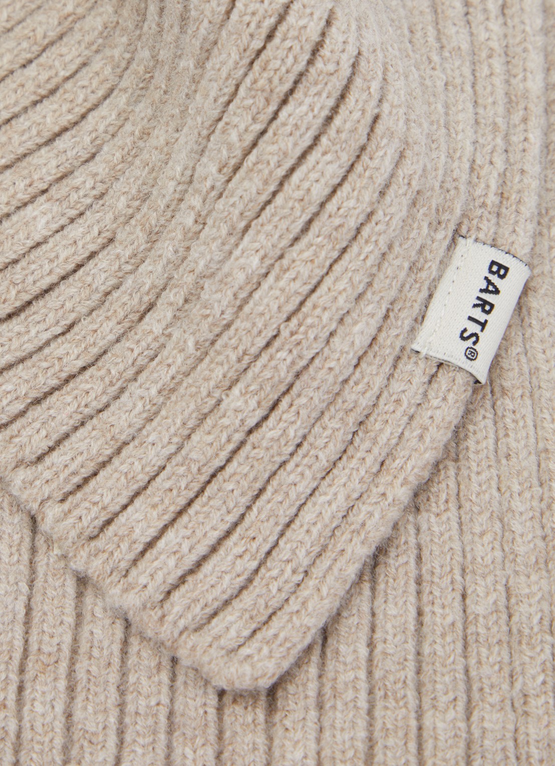 Barts Basalth ribgebreide sjaal 85 x 12 cm - detail 2 beige