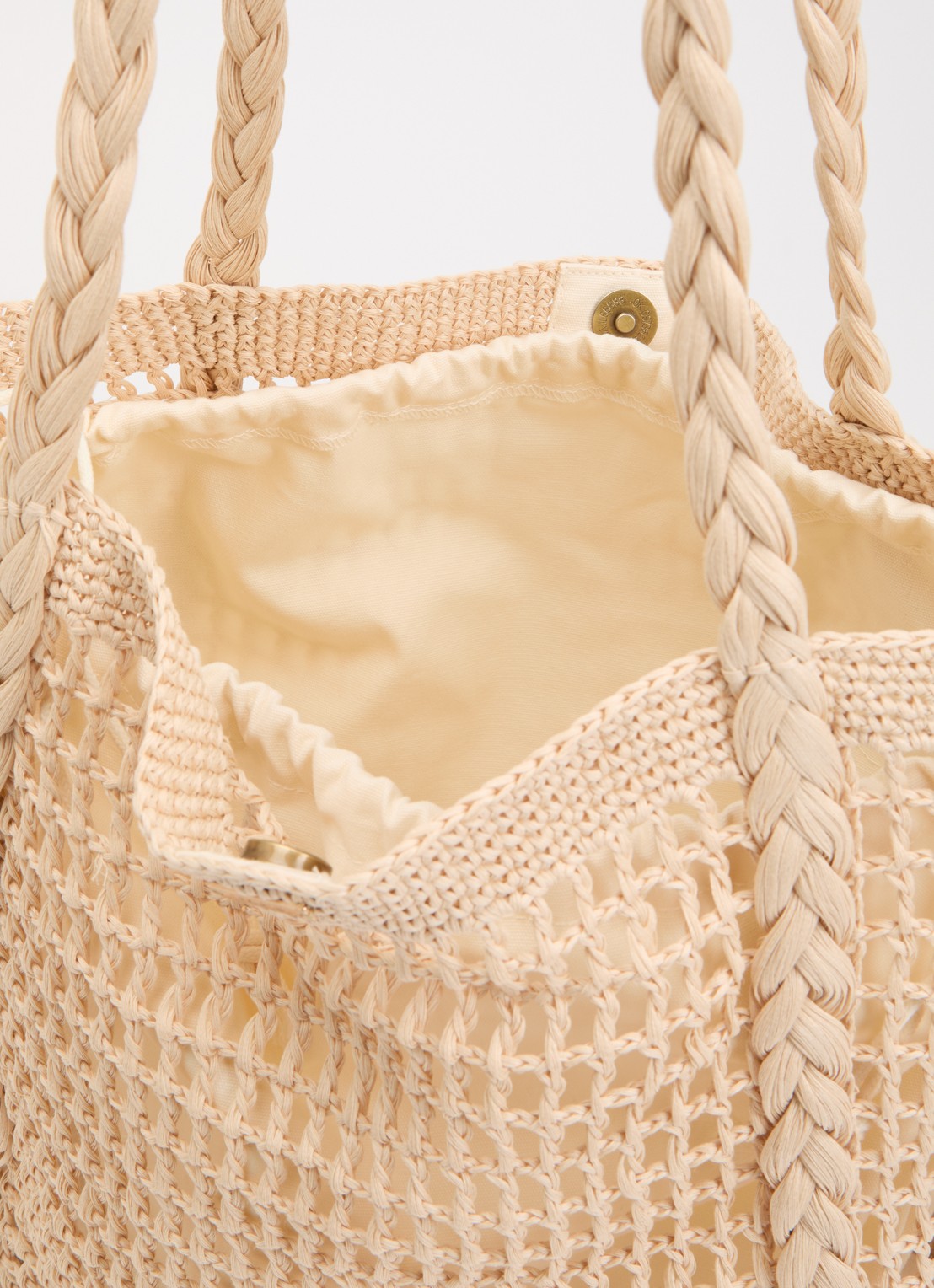 Barts Bloomzy shopper met gevlochten details - detail creme