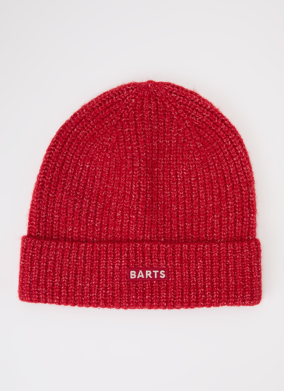 Barts Darty ribgebreide muts in wolblend - voorkant donkerrood
