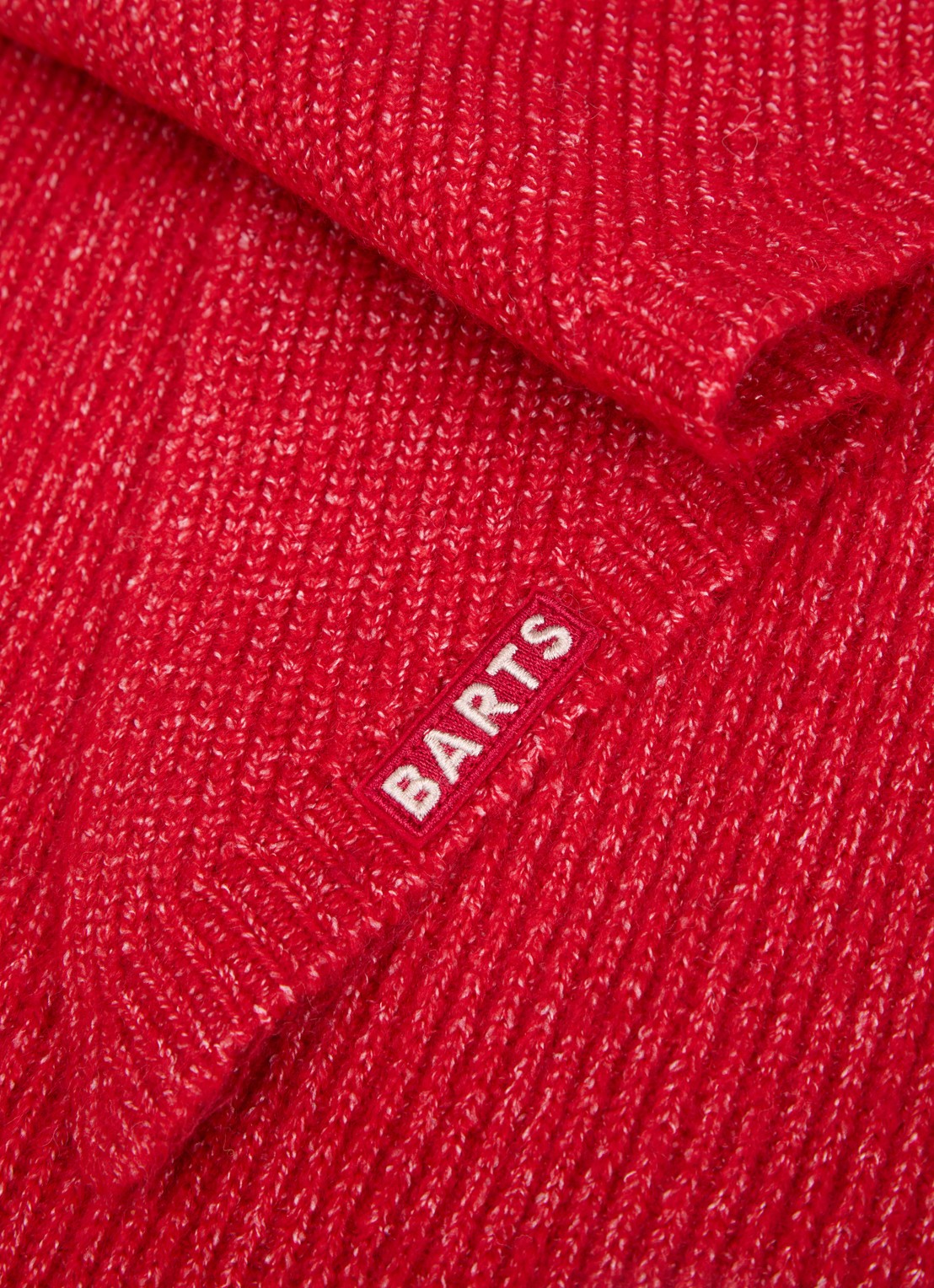 Barts Darty ribgebreide sjaal in wolblend 100 x 40 cm - detail 2 rood