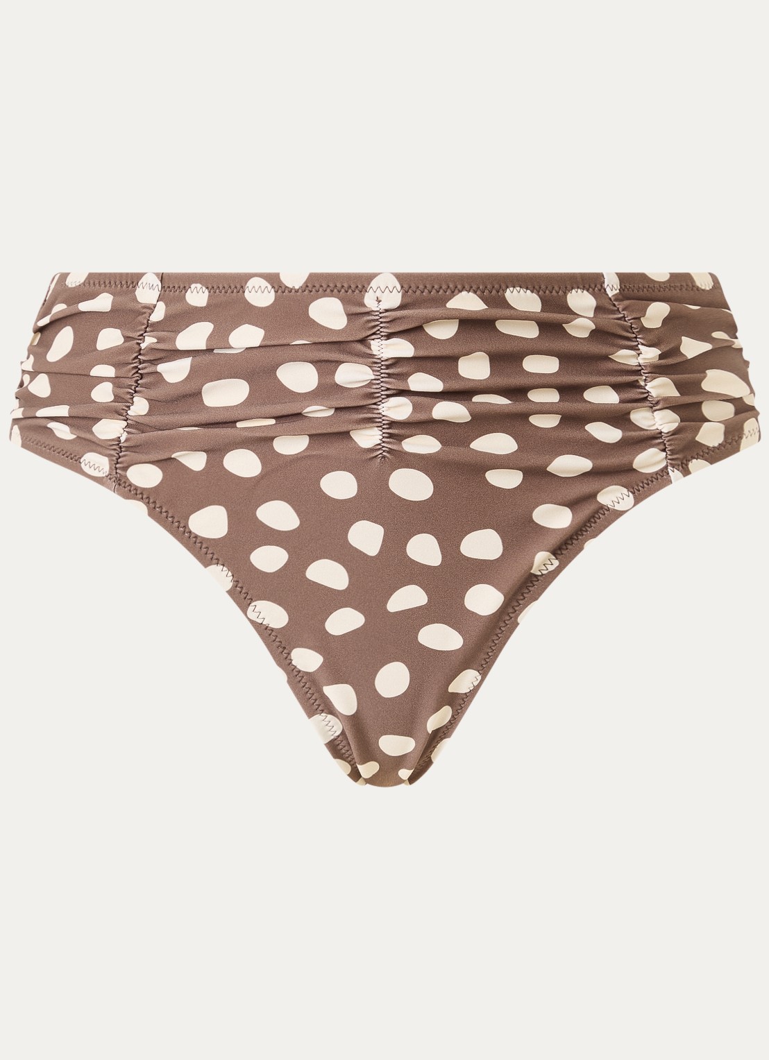 Barts Dauna high waisted bikinislip met stippenprint - voorkant lichtbruin