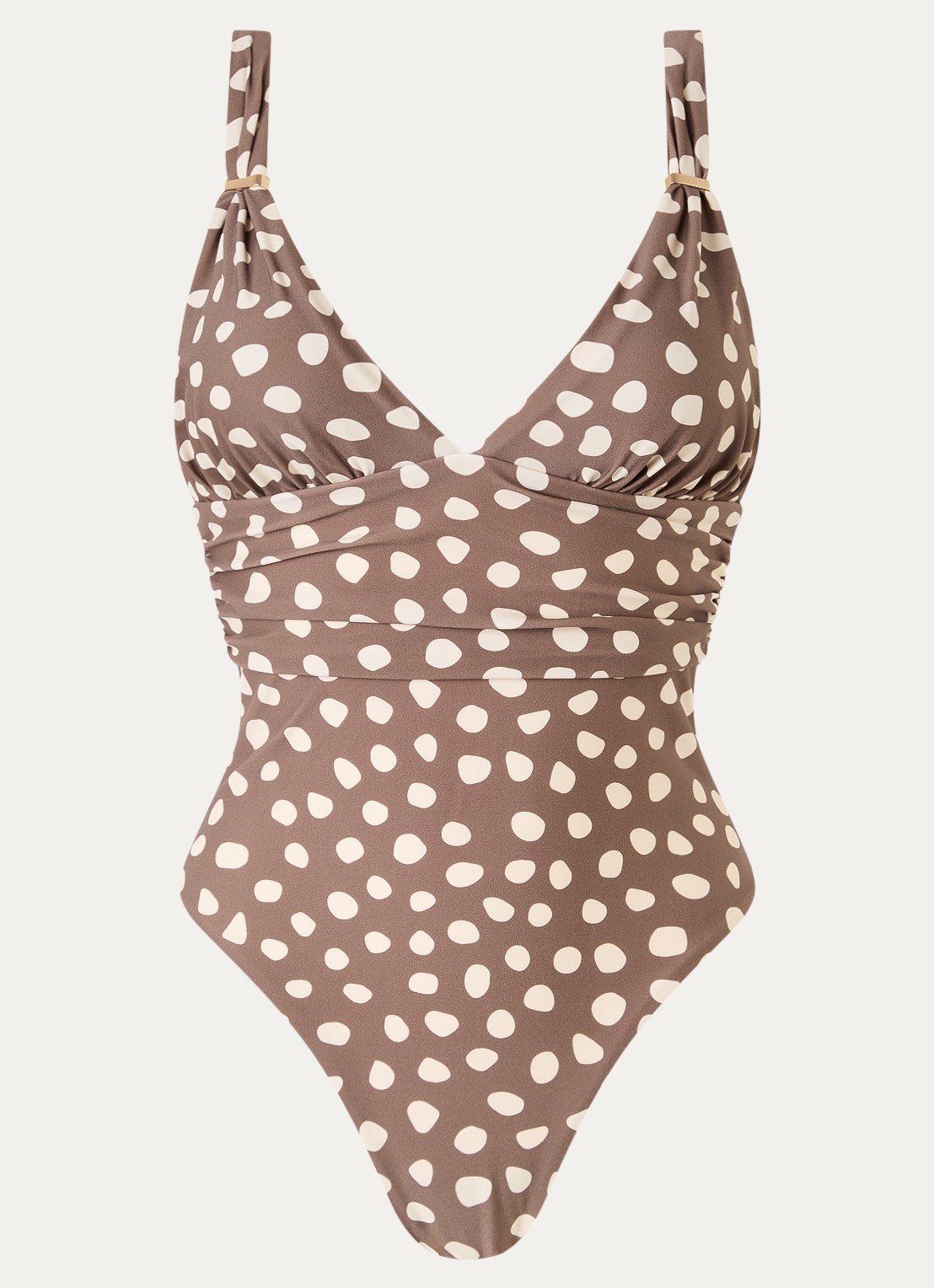 Barts Dauna plunge badpak met stippenprint - voorkant 4 beige