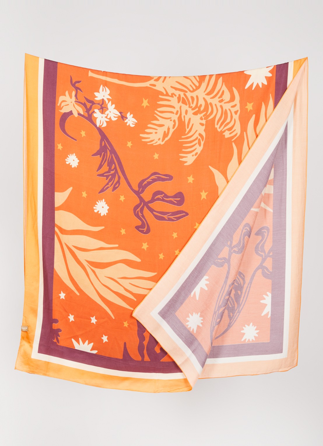 Barts Diegous sjaal met print 200 x 85 cm - detail roodbruin