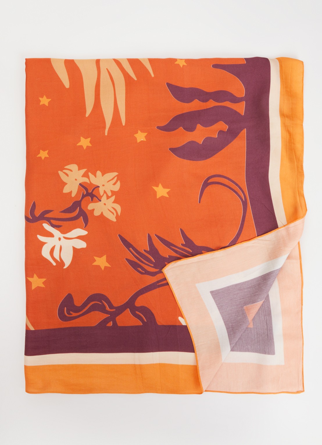 Barts Diegous sjaal met print 200 x 85 cm - voorkant 3 roodbruin
