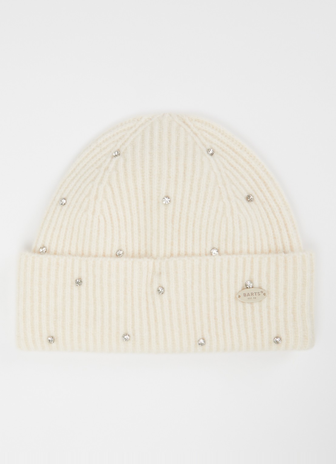 Barts Donellah muts in wolblend met strass - voorkant creme