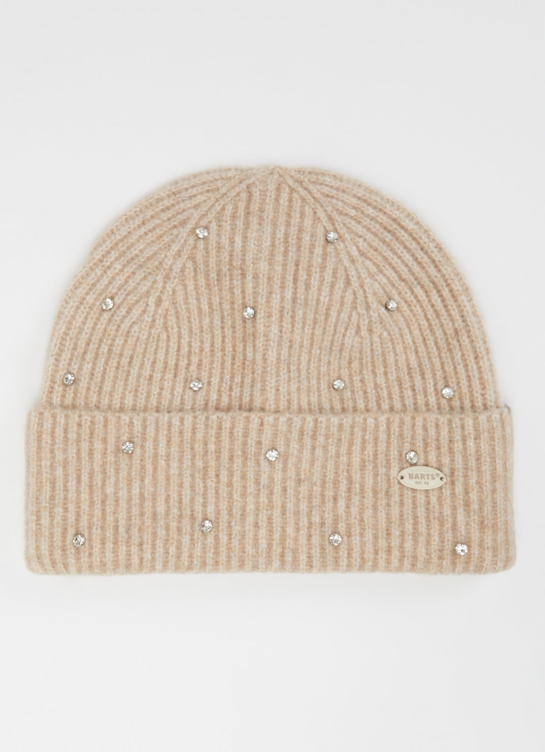 Barts Donellah muts in wolblend met strass - voorkant beige