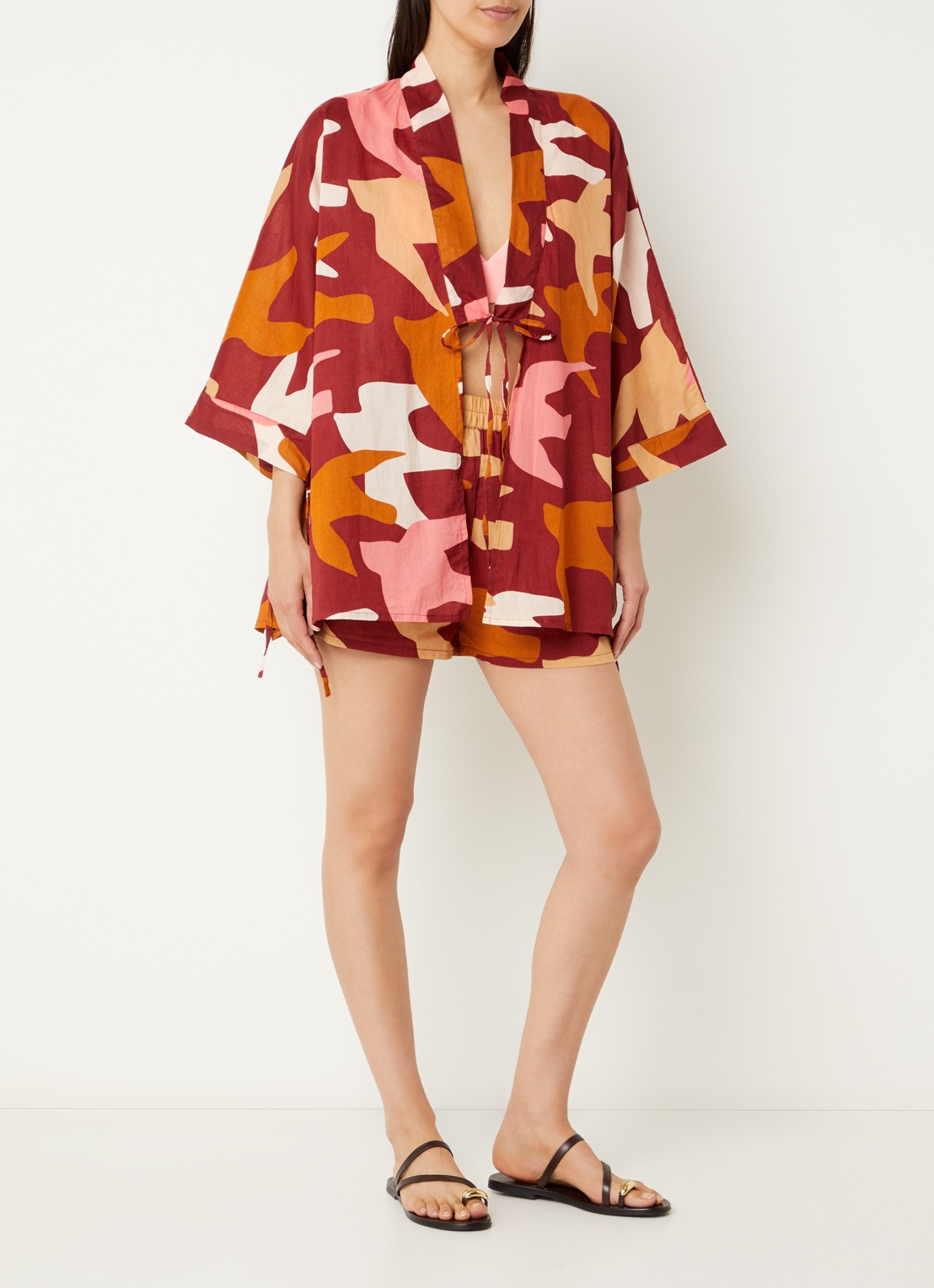 Barts Falesy kimono met camouflageprint - voorkant 3 steenrood