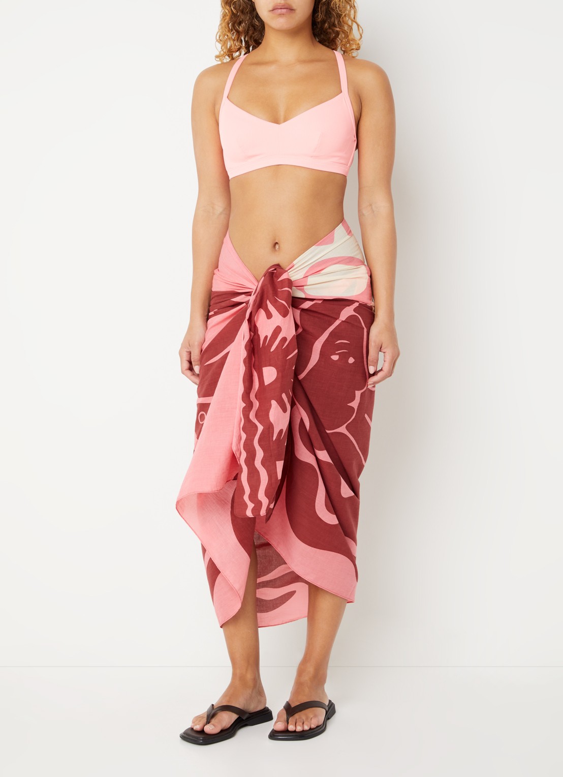 Barts Gama sarong van katoen 200 x 100 cm  - voorkant 3 roze