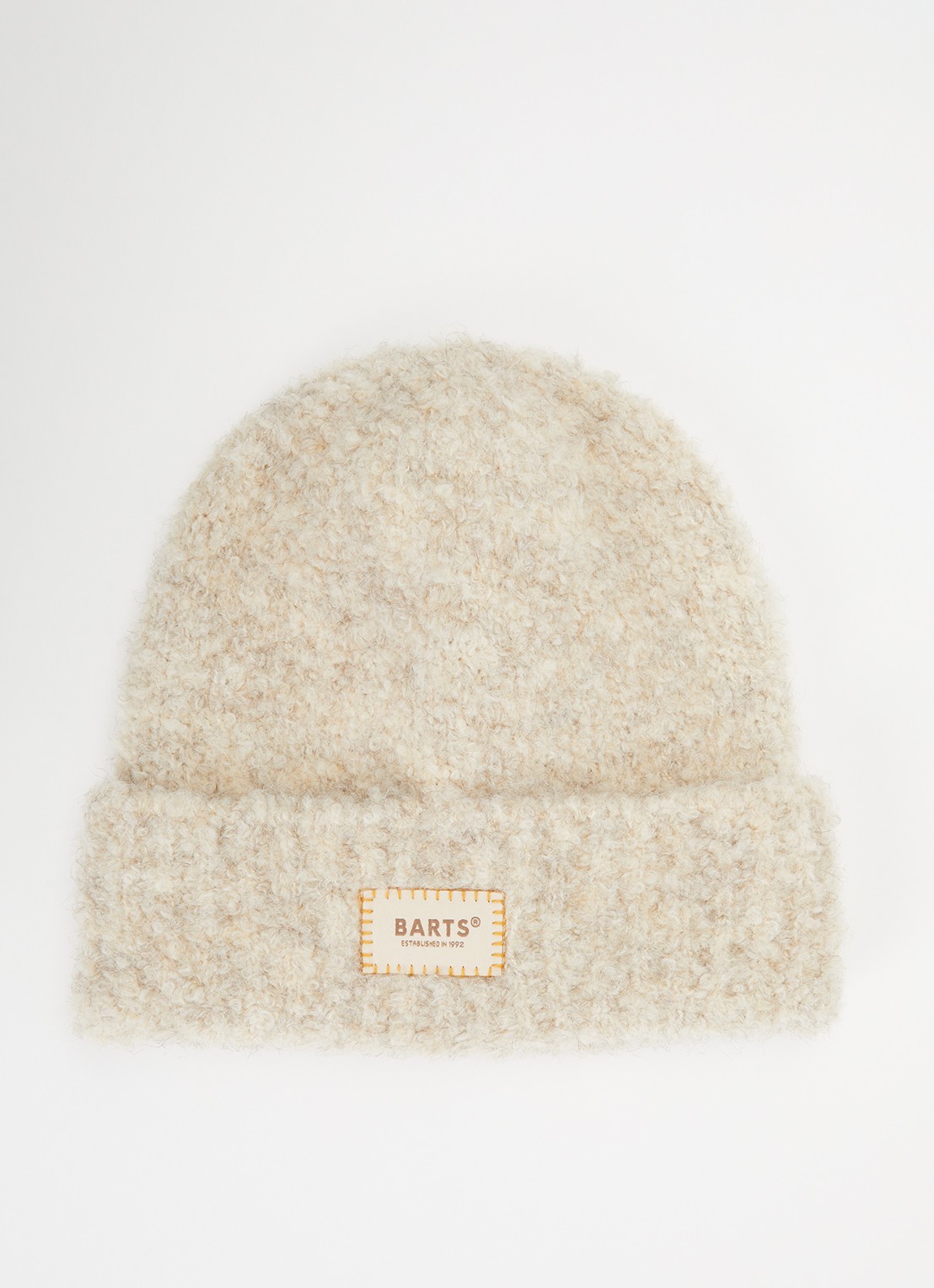 Barts Harray grofgebreide muts in wolblend - voorkant beige