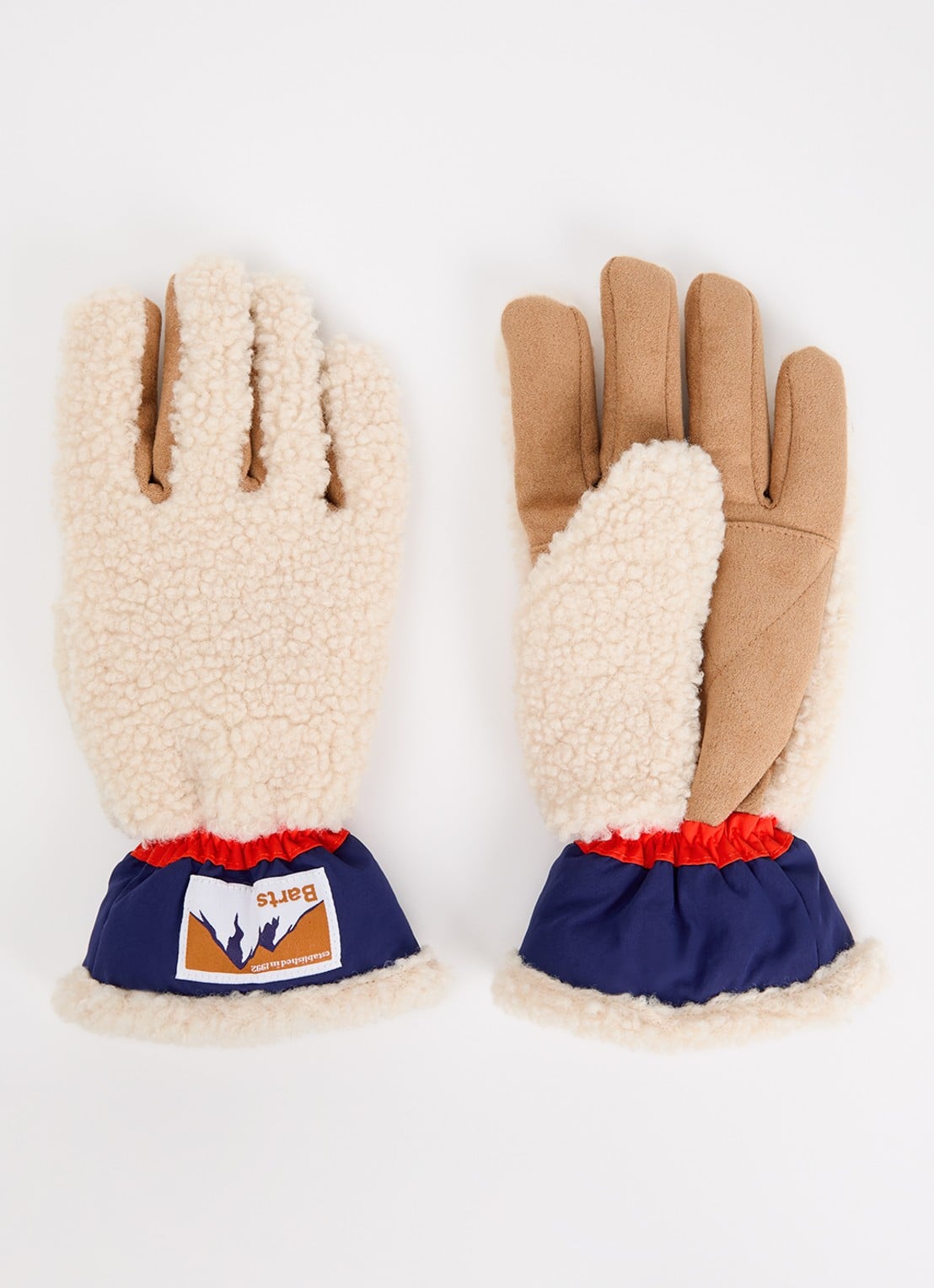 Barts Isafjord handschoenen van teddy met logo - voorkant gebroken wit