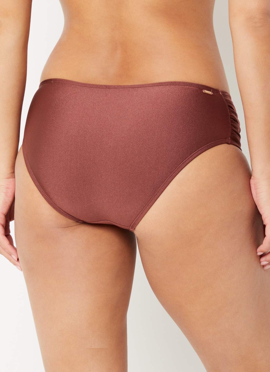 Barts Isla bikinislip met metallic finish - achterkant 5 kastanjebruin