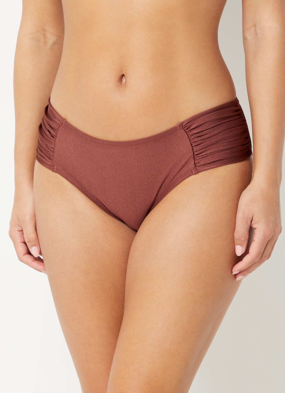 Barts Isla bikinislip met metallic finish - voorkant 2 kastanjebruin