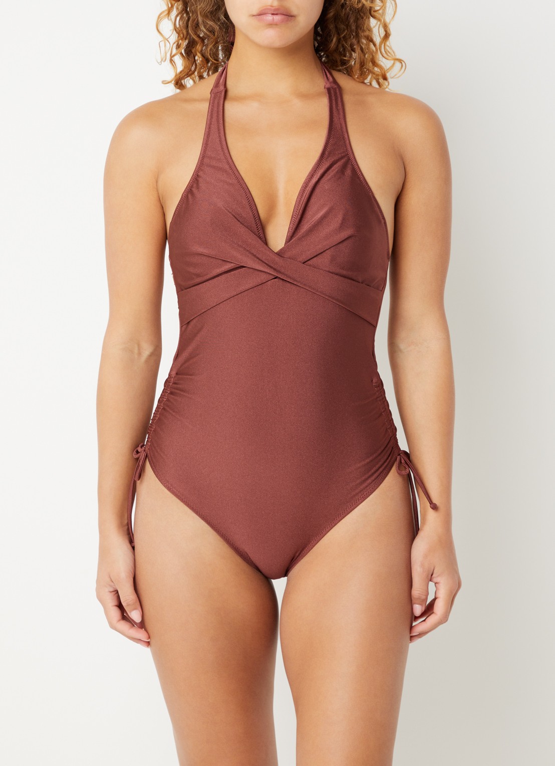 Barts Isla Halter badpak met rugdecolleté  - detail 4 kastanjebruin