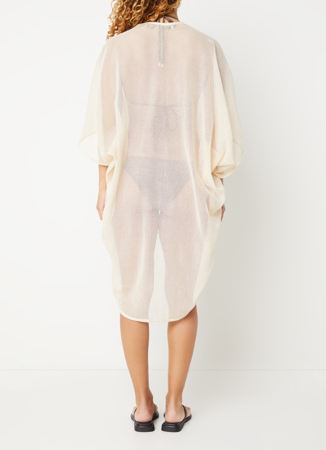 Barts Jacintou semi-transparante kaftan met opengewerkt dessin - achterkant 3 ivoor