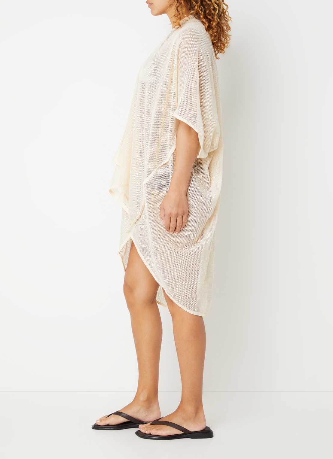 Barts Jacintou semi-transparante kaftan met opengewerkt dessin - voorkant 2 ivoor