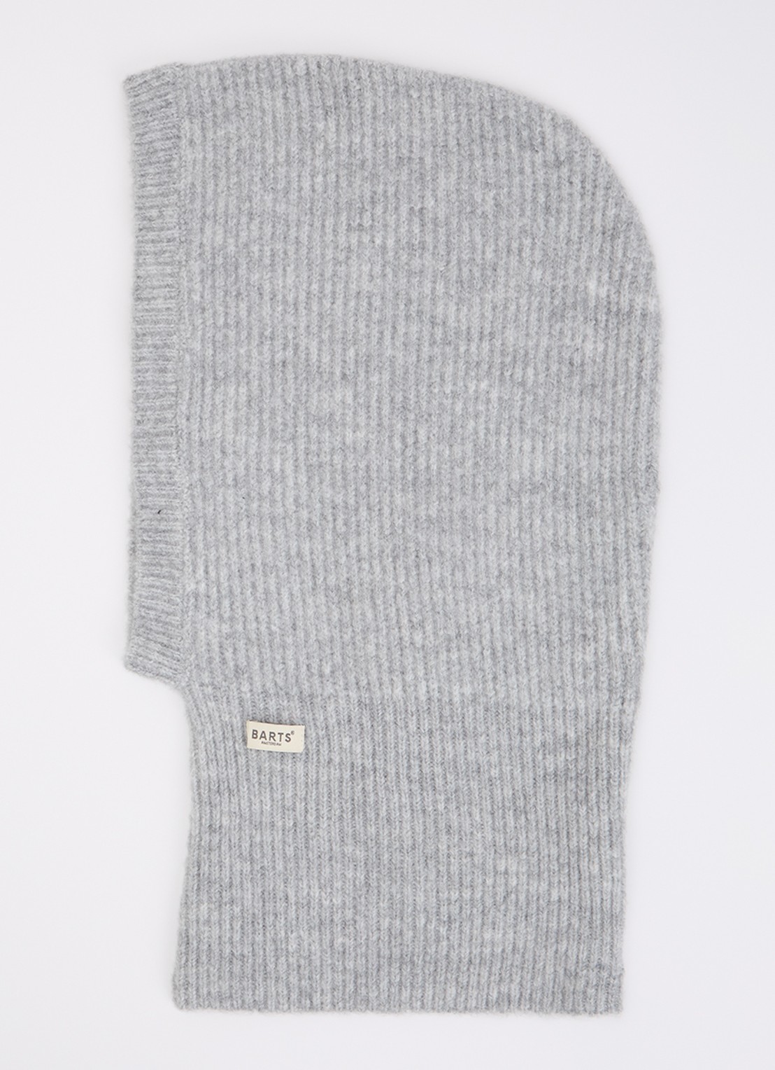 Barts Karesa ribgebreide balaclava met logo - voorkant lichtgrijs