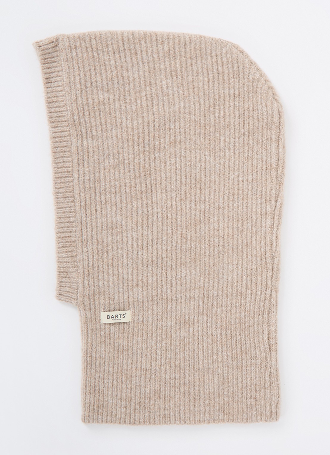 Barts Karesa ribgebreide balaclava met logo - voorkant beige