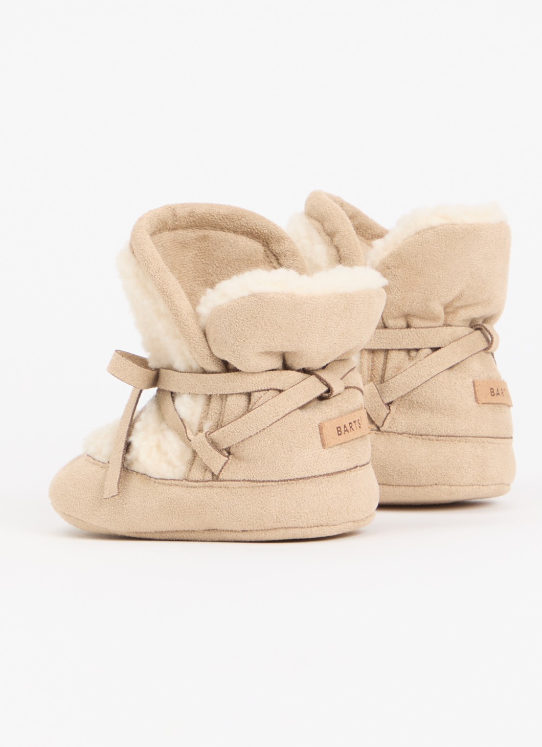Barts Katjuk babyslofjes van teddy met details van imitatiesuède - achterkant 2 camel
