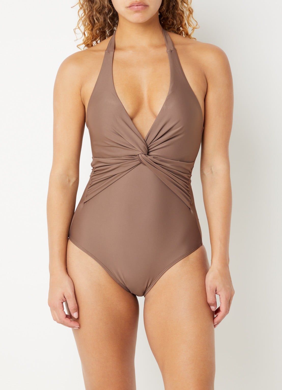 Barts Kellie Halter corrigerend badpak met knoopdetail - detail 4 lichtbruin