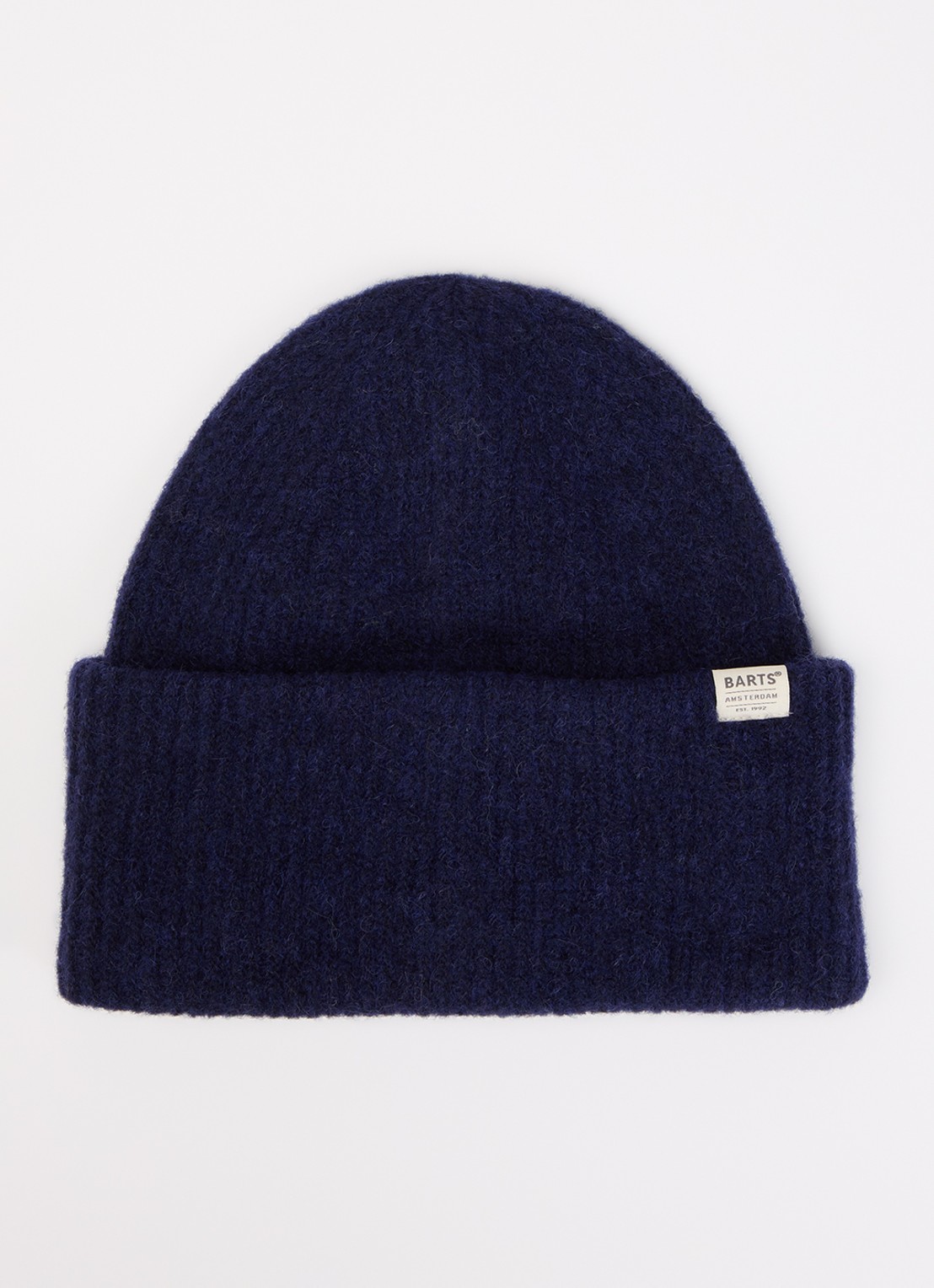 Barts Kylar ribgebreide muts in alpaca wolblend  - voorkant donkerblauw