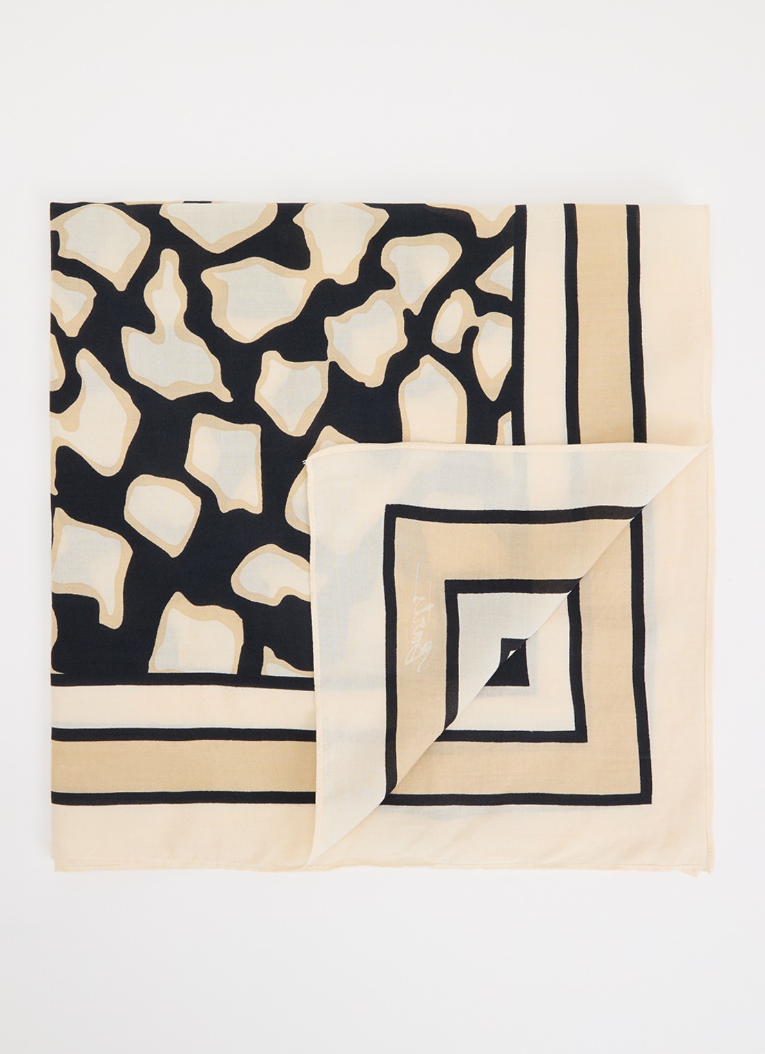 Barts Leylaf sjaal met print 62 x 62 cm - voorkant creme