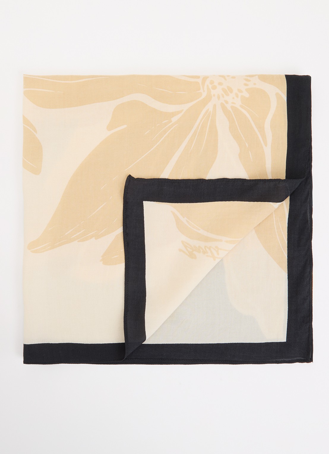 Barts Leylaf sjaal met print 62 x 62 cm - voorkant beige