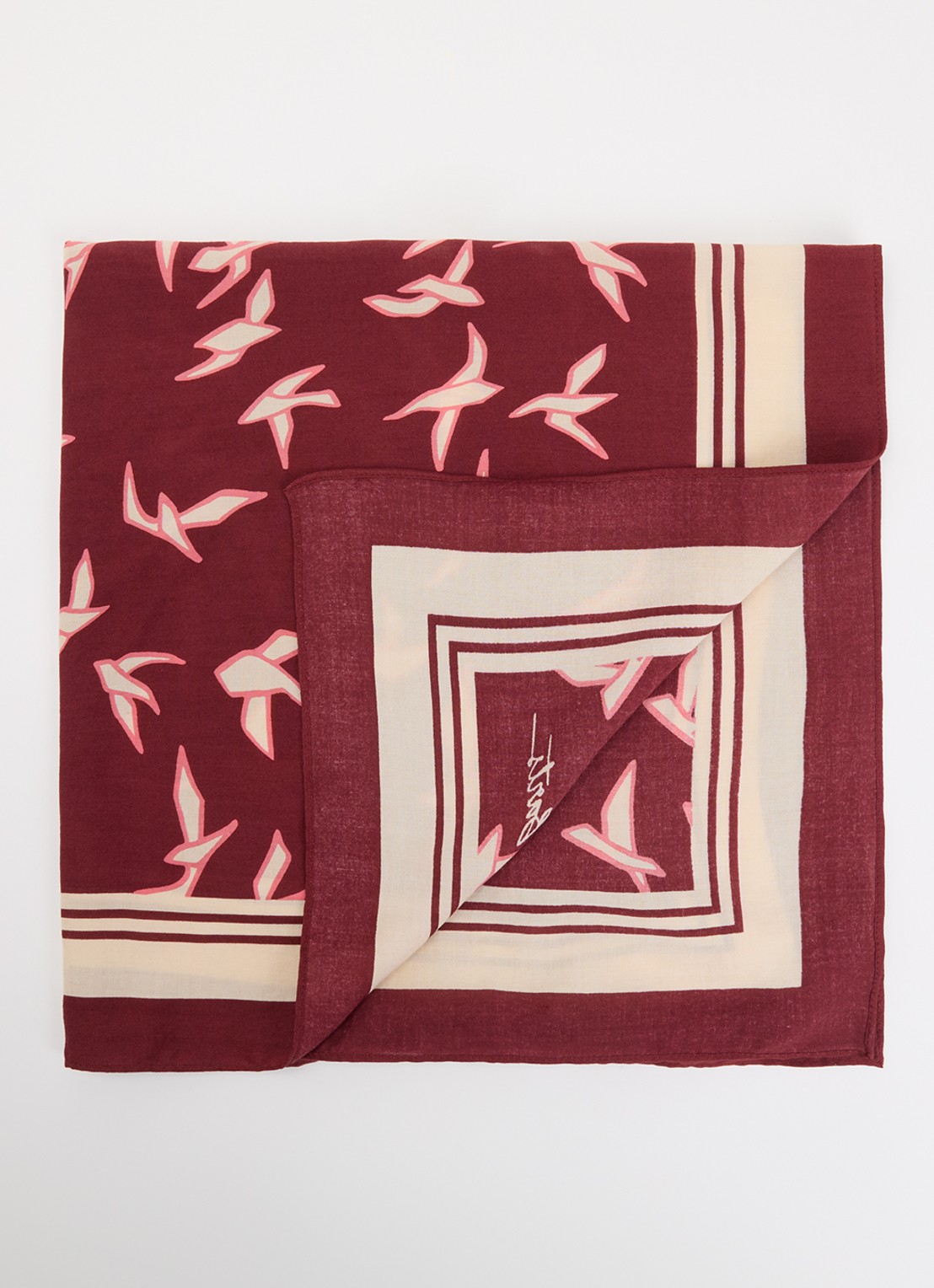 Barts Leylaf sjaal met print 62 x 62 cm - voorkant steenrood