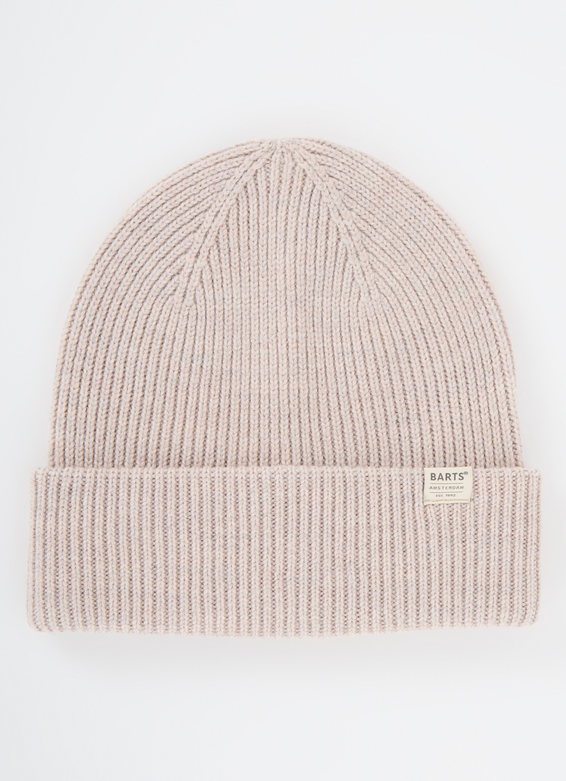 Barts Makalun ribgebreide muts van wol - voorkant beige