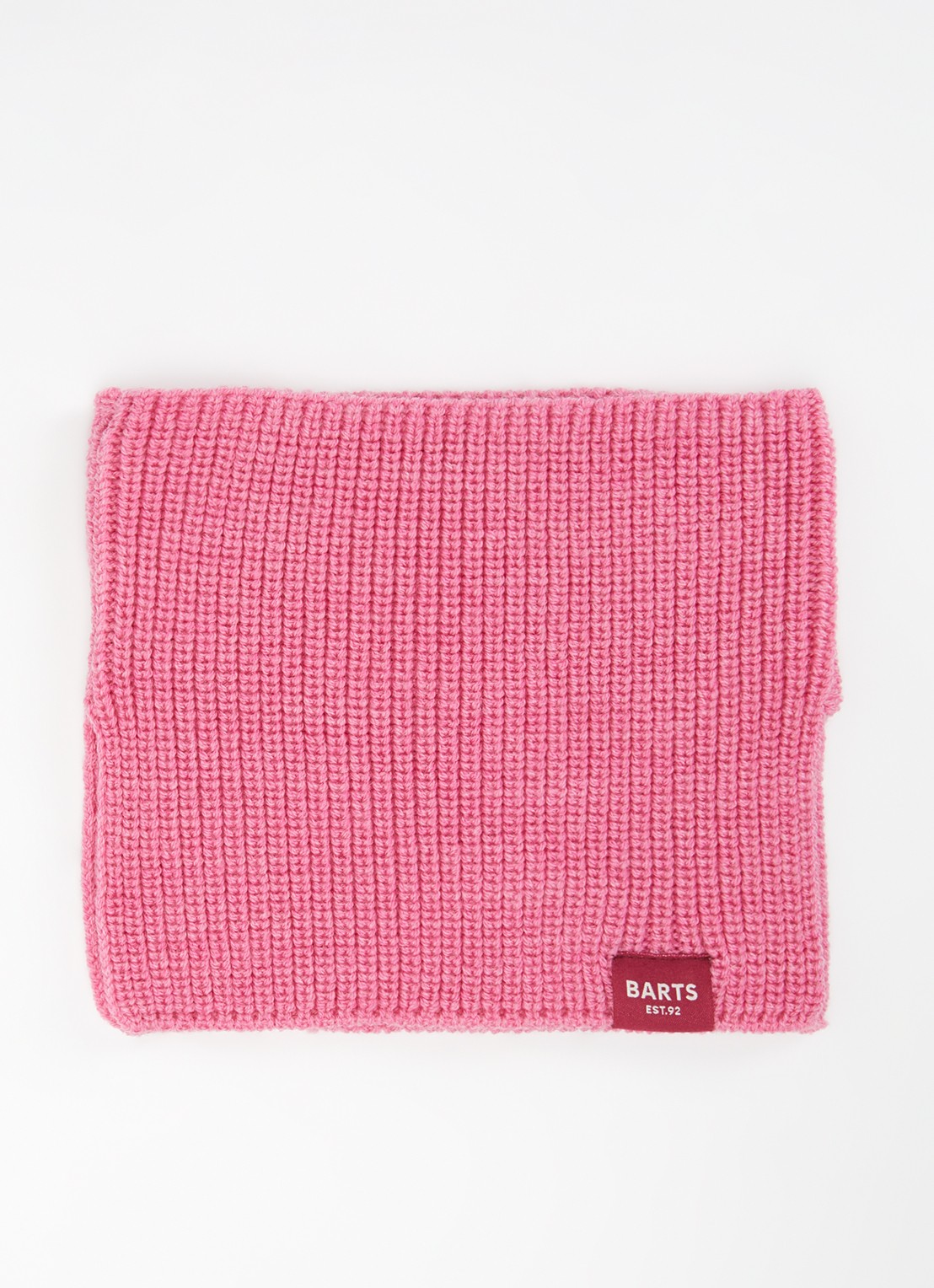 Barts Makalyn Small ribgebreide colsjaal van merino wol - voorkant roze