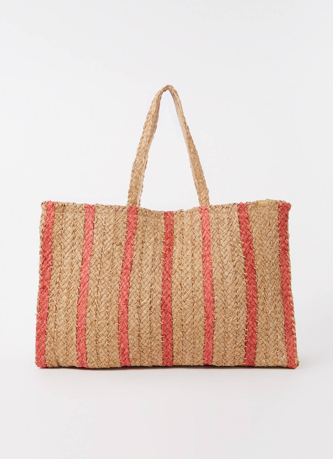 Barts Makemo shopper van raffia - voorkant donkerbeige
