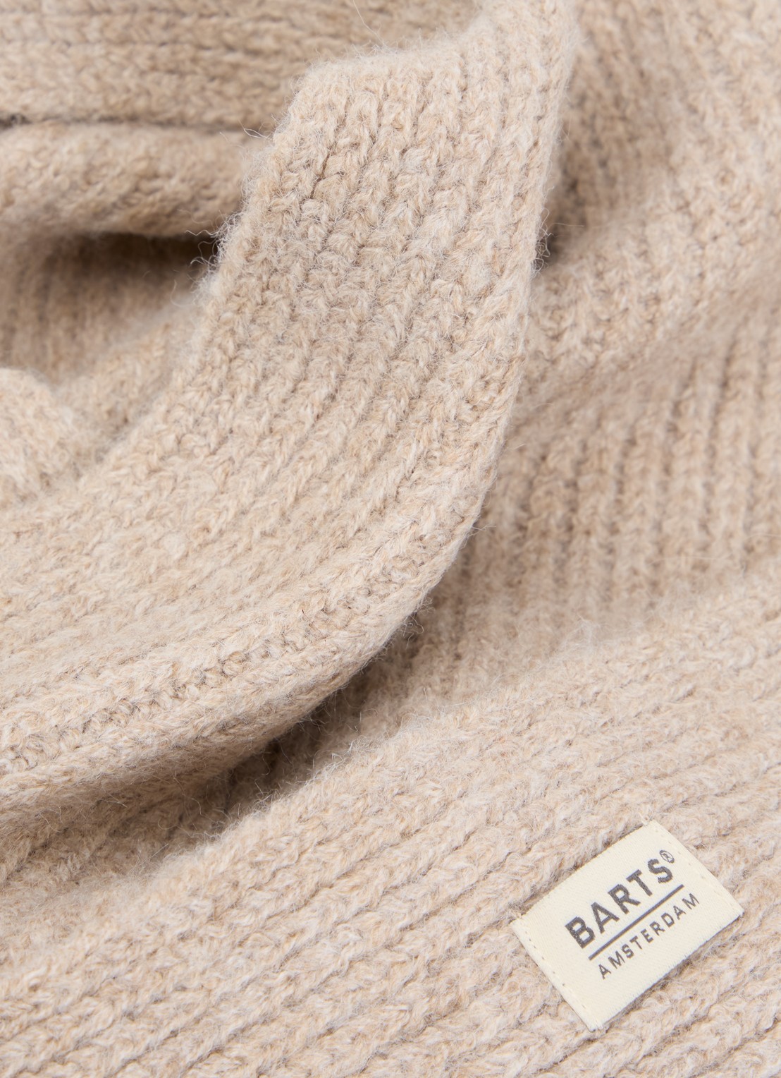 Barts Neolana ribgebreide sjaal 103 x 39 cm - detail 3 beige