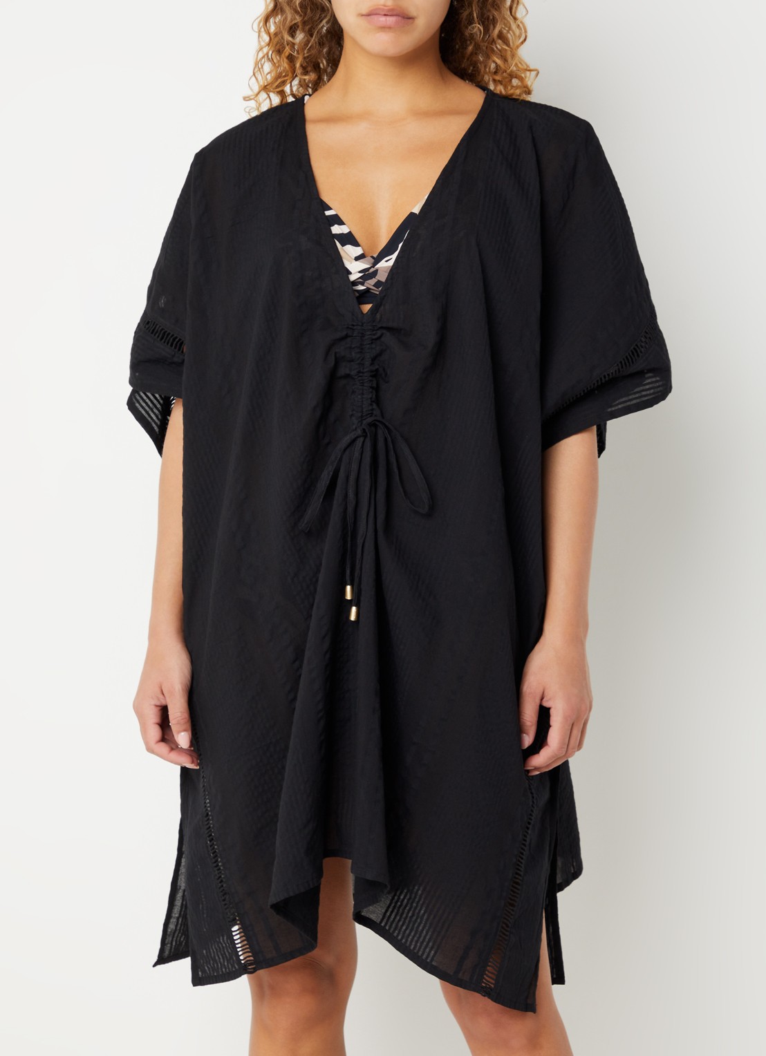 Barts Raimha kaftan met broderie - detail 4 zwart