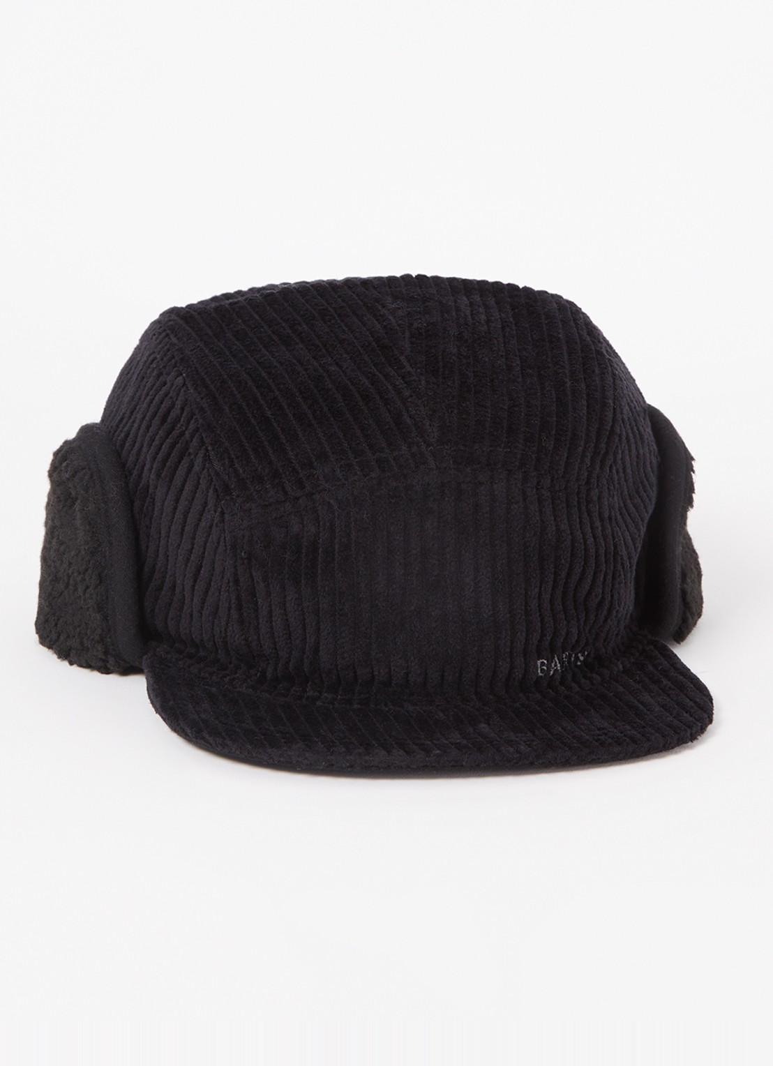 Barts Rayner muts van corduroy met teddy detail - voorkant 2 zwart